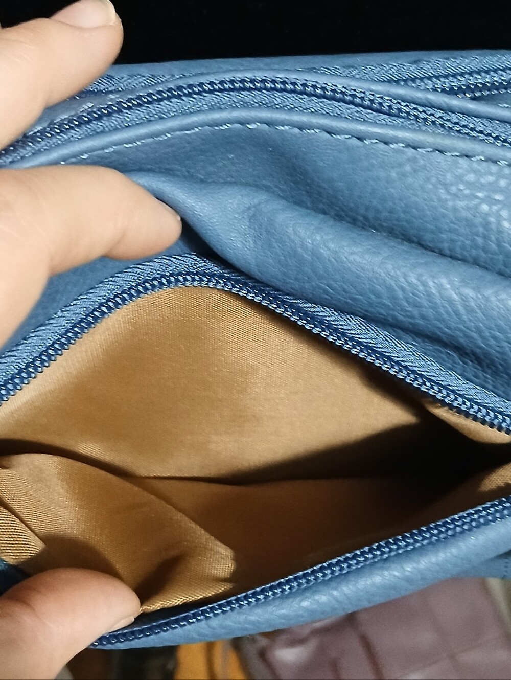 Koltov Crossbody/Shoulder Purse Blue Tan Interior New With Tag - Picture 11 of 13